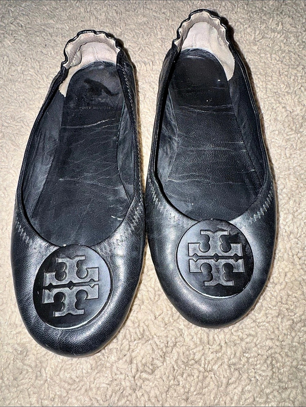 Tory Burch Minnie Travel Ballet Flat Black Logo Flats